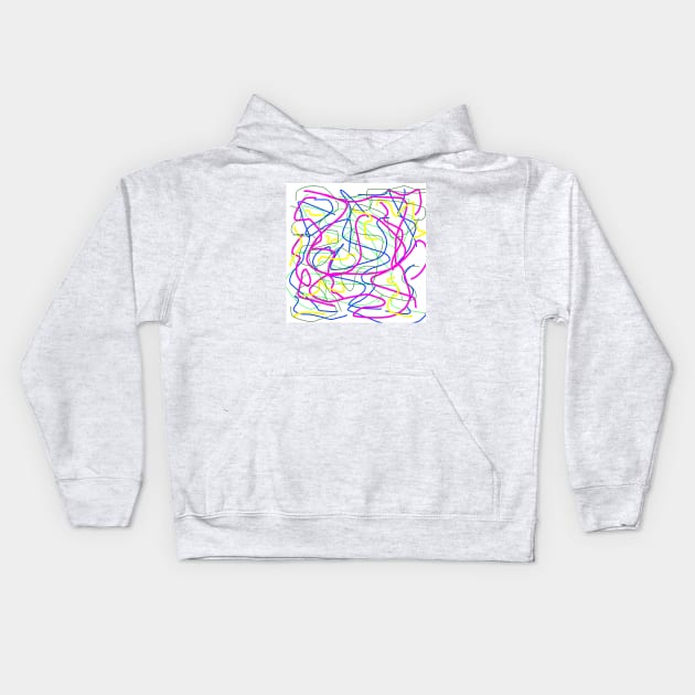 Random colorful lines in greens purple blue and yellow Kids Hoodie by Ali Cat Originals